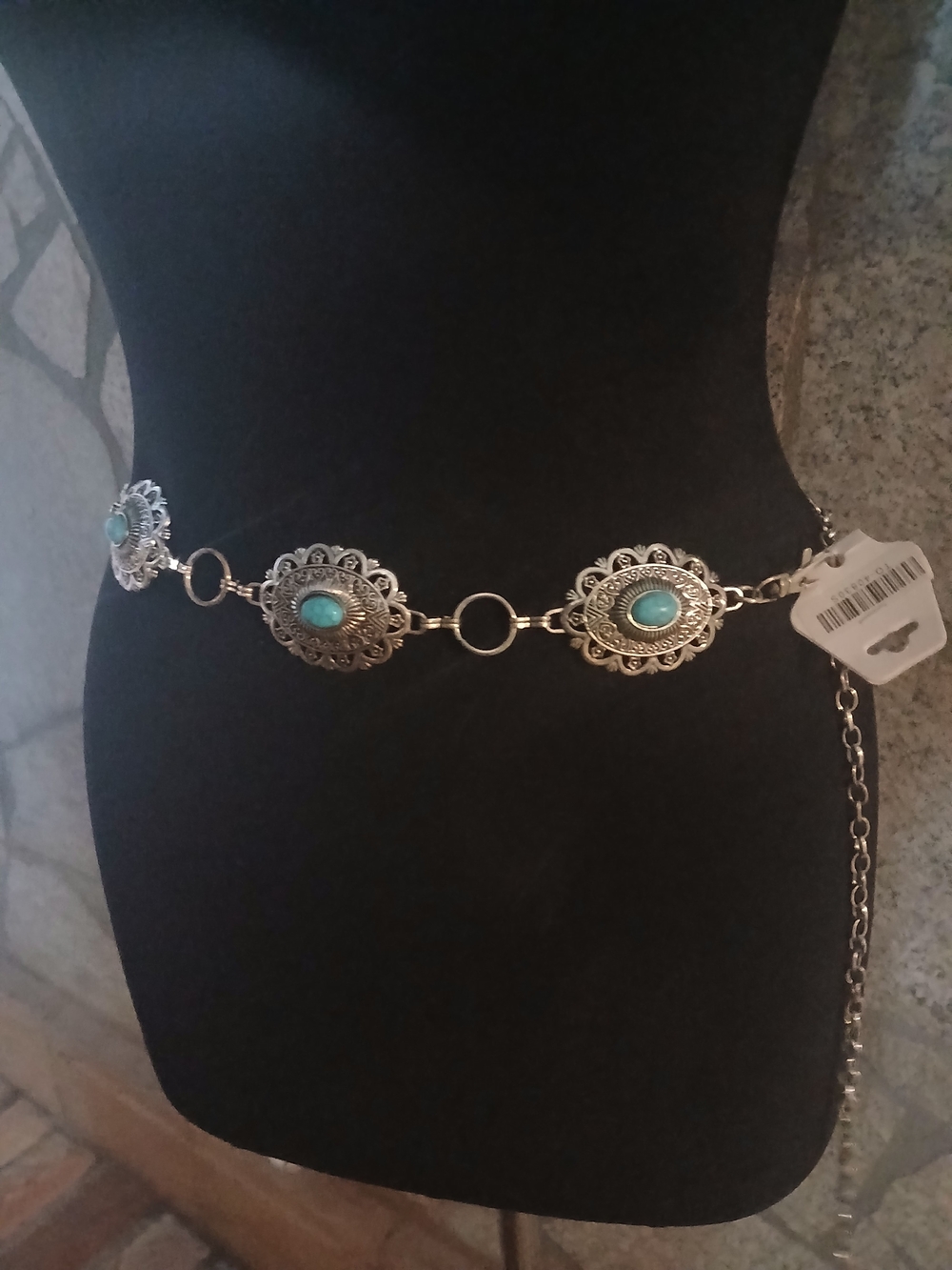Silver-Tone Turquoise Oval Concho Belt - Women Accessories